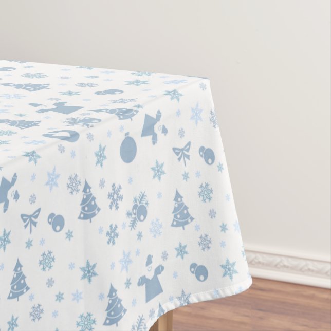 Steel Blue Christmas Pattern auf White Tischdecke (Beispiel)