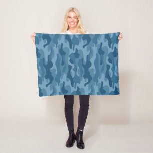 Steel Blue Monocolor Camouflage Fleecedecke
