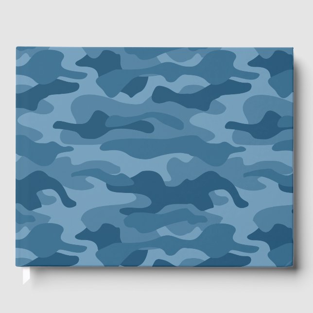 Steel Blue Monocolor Camouflage Gästebuch (Vorderseite)