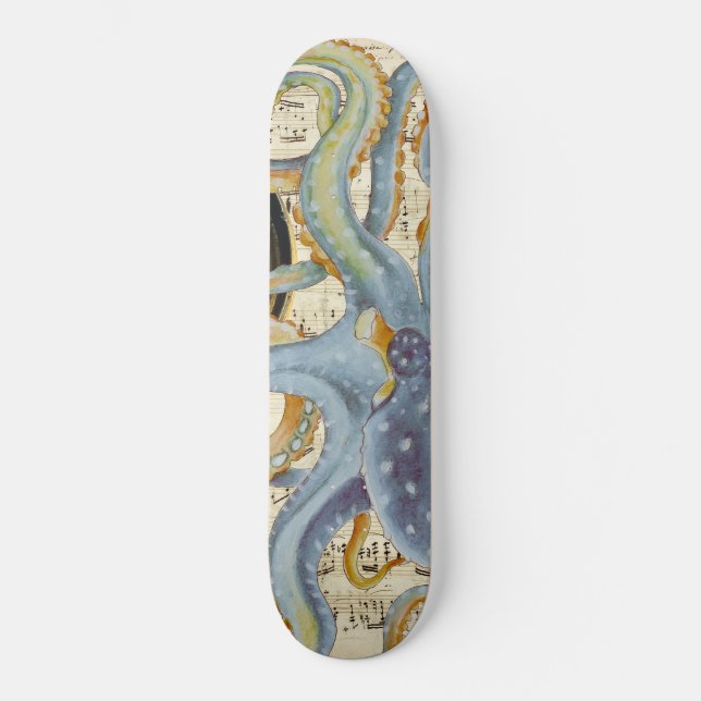 Steel Blue Octopus Music Compass Skateboard (Vorderseite)
