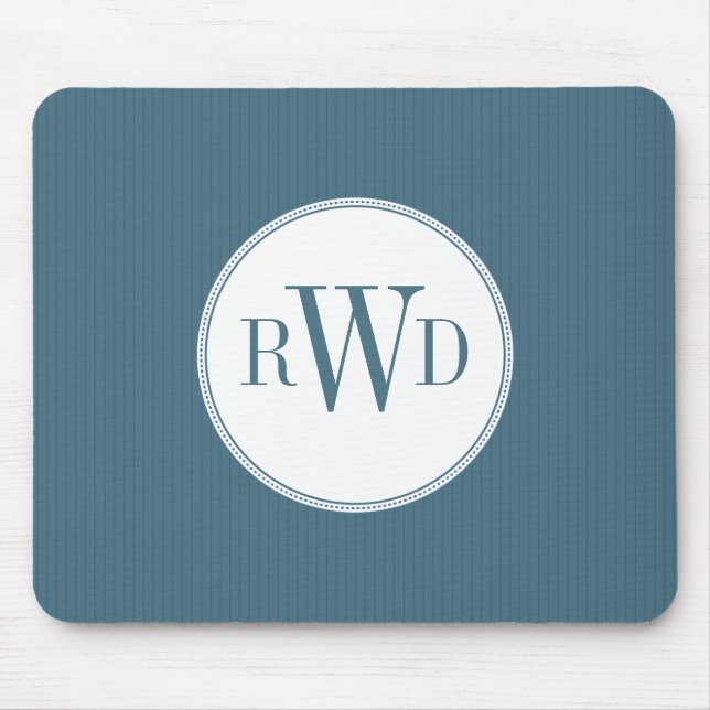 Steel Blue Pinstripe Monogram Mousepad (Vorne)