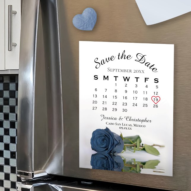 Steel Blue Rose Save the Date Kalender Magnet (Von Creator hochgeladen)