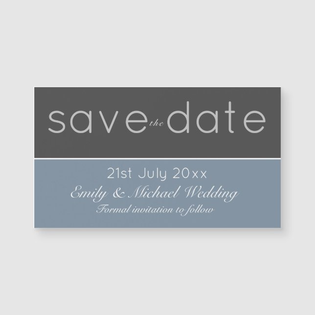 Steel Blue Save the Date Magnetic Wedding Magnetkarte (Vorderseite)