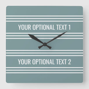 Steel Blue Stripes custom wall clock Quadratische Wanduhr