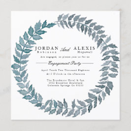 Steel Blue Vine | Watercolor Engagement Einladung