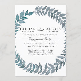 Steel Blue Vine | Watercolor Engagement Einladung