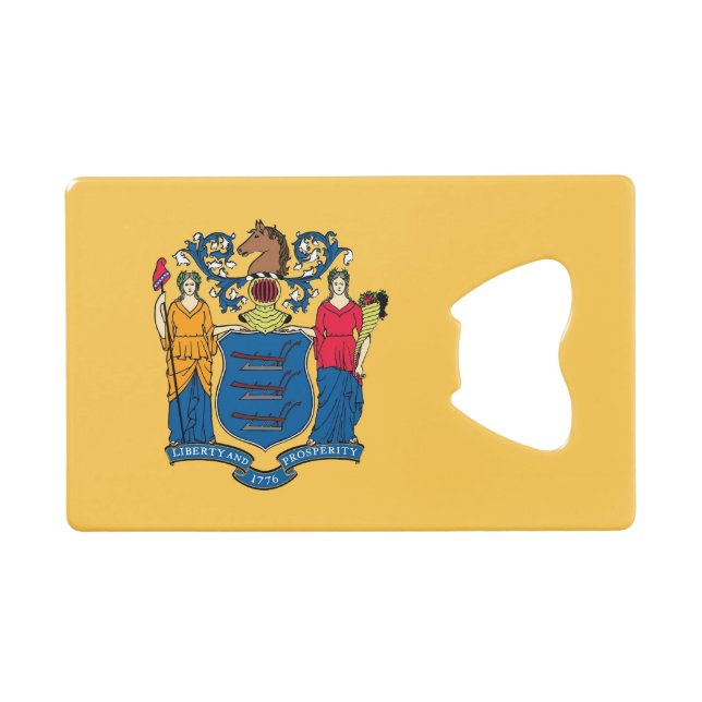 Steel Bottle Opener mit der Flagge New Jersey, USA Geldbeutel Flaschenöffner (Vorderseite (Horizontal))