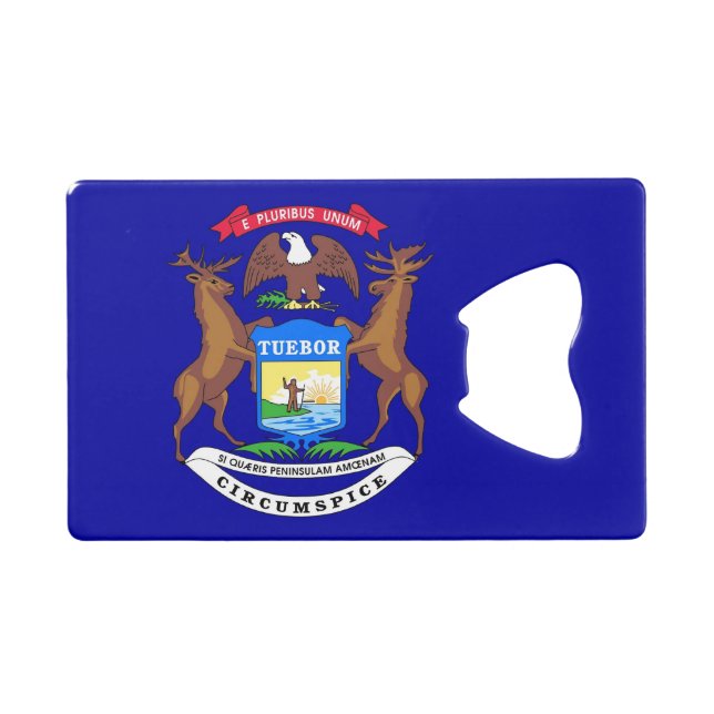 Steel Bottle Opener mit der Flagge von Michigan US Geldbeutel Flaschenöffner (Vorderseite (Horizontal))