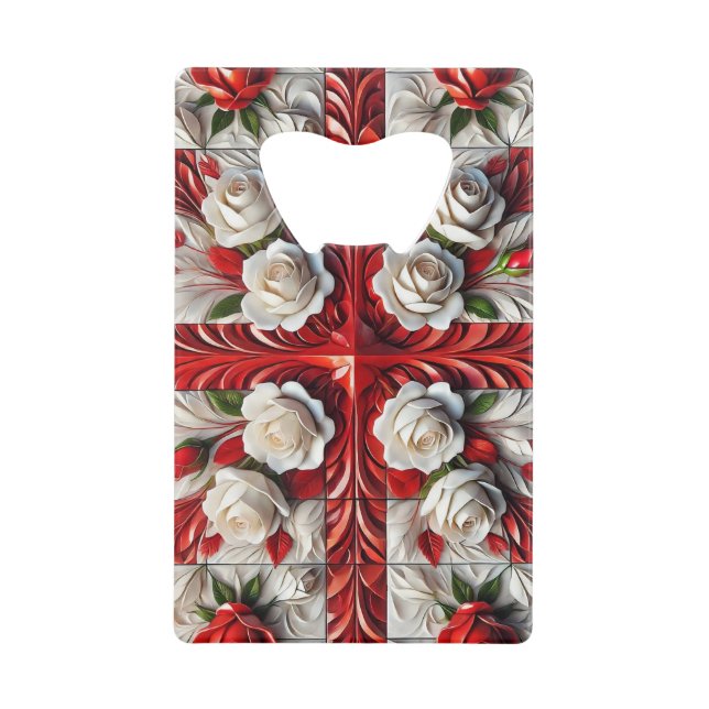 Steel Bottle Opener mit englischen Rose Geldbeutel Flaschenöffner (Vorderseite)