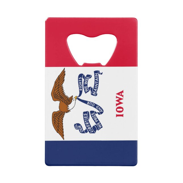 Steel Bottle Opener mit Flagge von Iowa, USA Geldbeutel Flaschenöffner (Vorderseite)