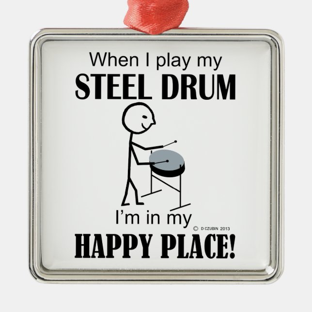 Steel Drum Happy Place Ornament Aus Metall (Vorne)