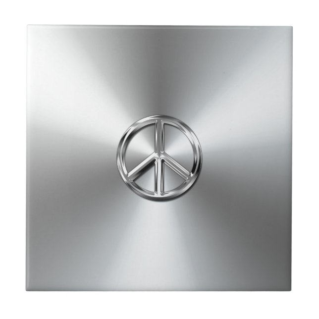 Steel Gradient Graphic Peace Symbol Fliese (Vorderseite)