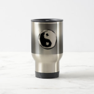 Steel Gradient Graphic Yin-Yang Symbol Reisebecher