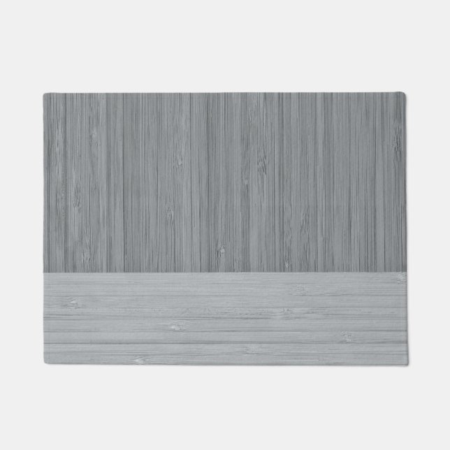Steel Gray Bamboo Border Wood Grain Look Fußmatte (Vorderseite)