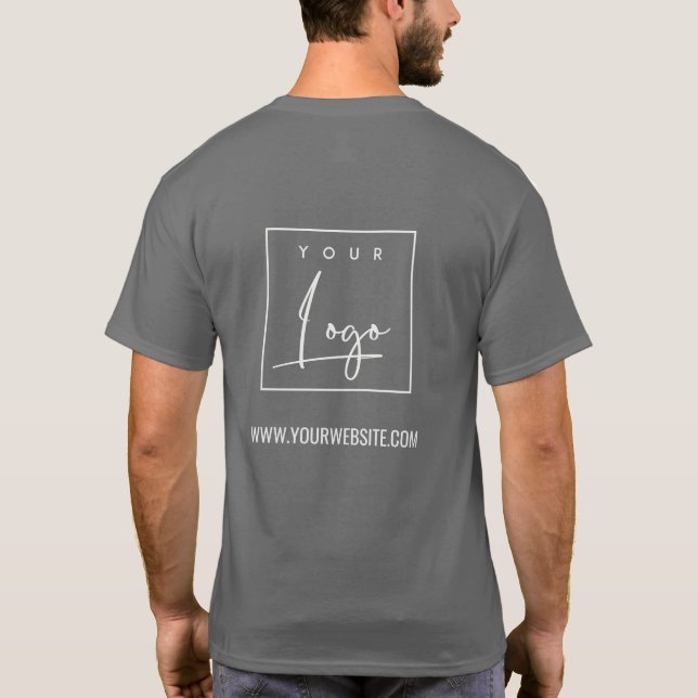 Steel Gray Business Fügen Sie Ihre Logo-Website hi T-Shirt (Rückseite)