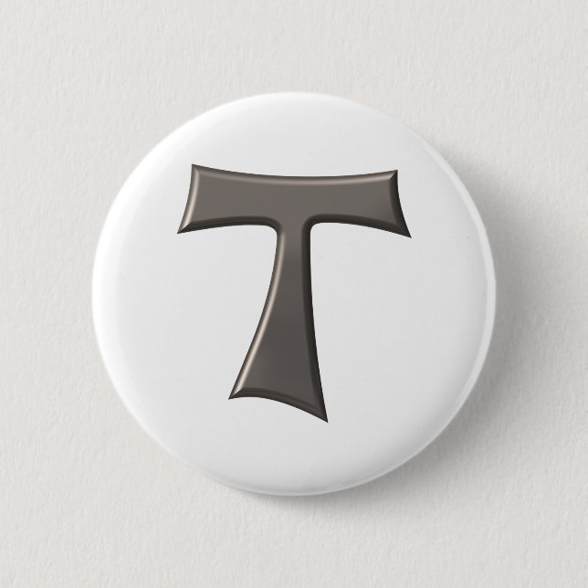 Steel Gray Look Franciscan Tau Cross Button (Vorderseite)