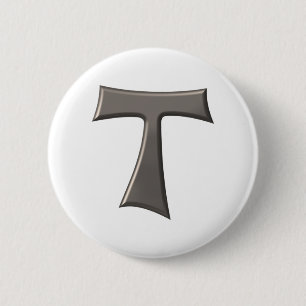 Steel Gray Look Franciscan Tau Cross Button