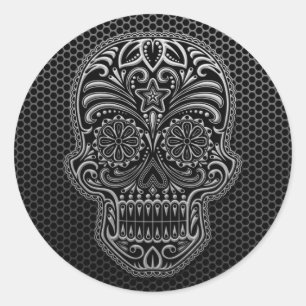 Steel Mesh Sugar Skull Runder Aufkleber