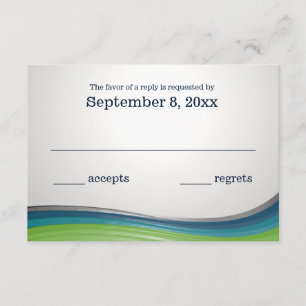Steel Wave Blue und Green Response RSVP Karte
