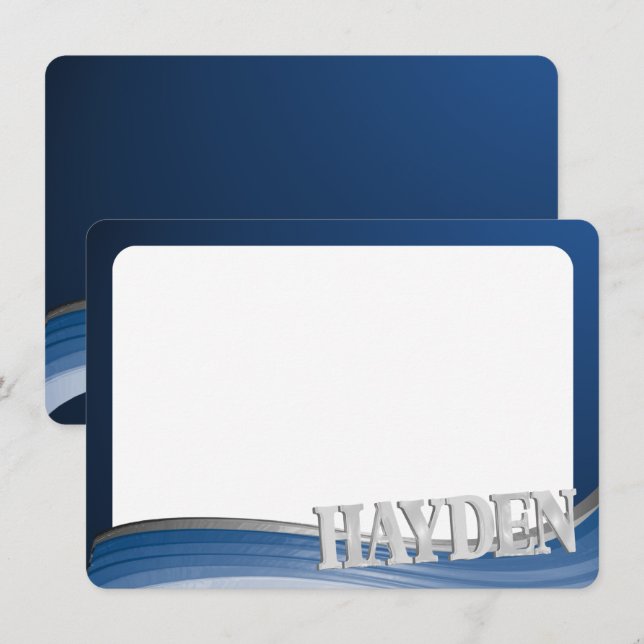 Steel Wave Flat Card Vielen Dank mit Namen Einladung (Vorne/Hinten)