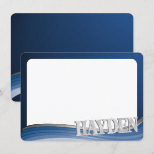 Steel Wave Flat Card Vielen Dank mit Namen Einladung