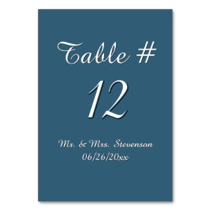 Steele Blau und Weiß Name und Datum Tischnummer