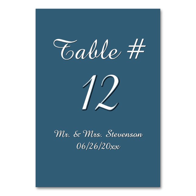 Steele Blau und Weiß Name und Datum Tischnummer (Vorderseite)