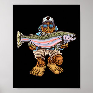 Steelhead-Angeln Bigfoot-Forelle-Fluss-Angler  Poster