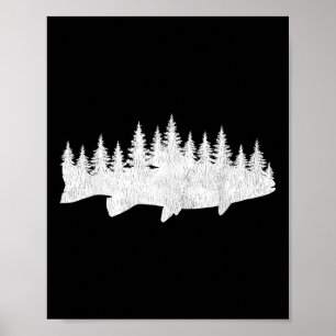 Steelhead-Angeln - Wald Treeline Forellen Fischer Poster