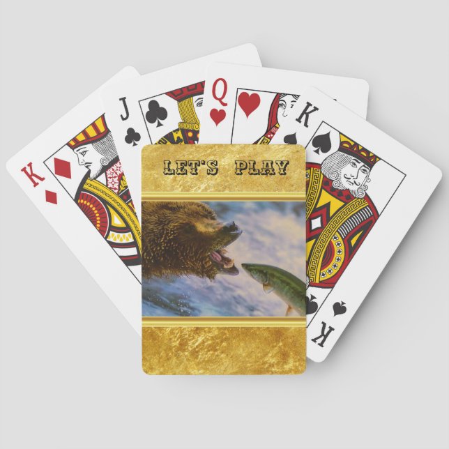 Steelkopflachs, der in den Mund von Grizzlybären s Spielkarten (Rückseite)