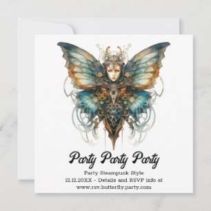 Steelswift Peacock Butterfly Steampunk Wedding Ankündigung