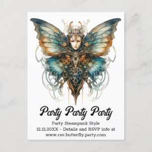 Steelswift Peacock Butterfly Steampunk Wedding Ankündigungspostkarte