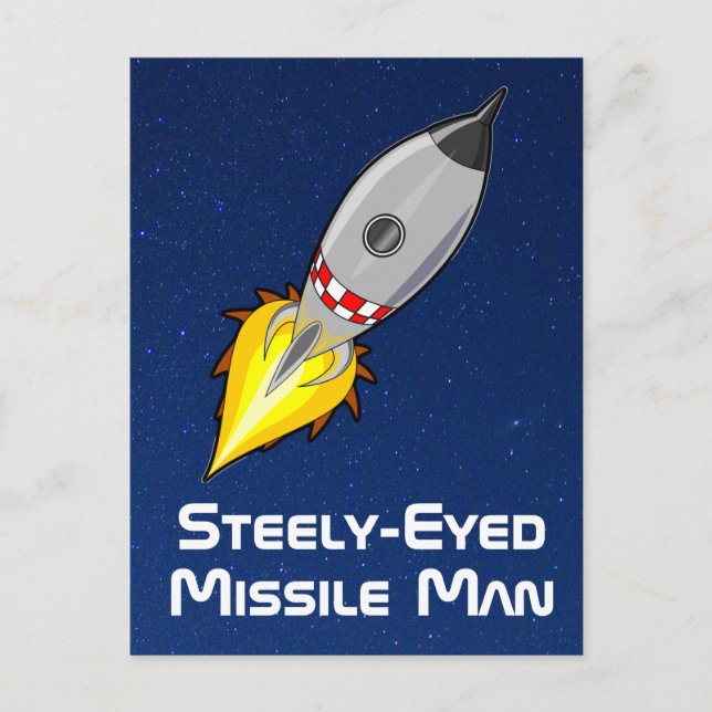 Steely-Mit Augen Missile Man Postkarte (Vorderseite)
