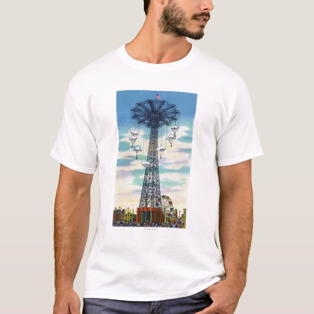 Steeplechase-Park-Fallschirmabsprungs-Tagesszene T-Shirt (Vorderseite)