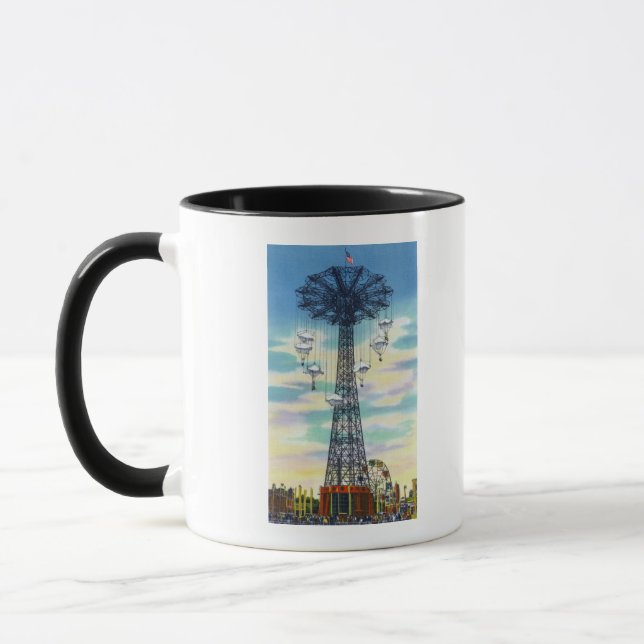 Steeplechase Park Parachute Jump Daytime Scene Tasse (Links)