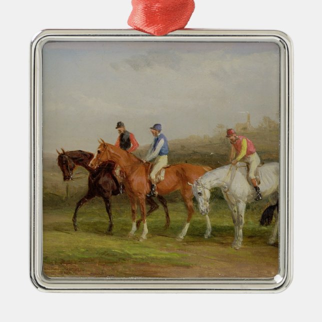 Steeplechasing: Beim Anfang (Öl auf Leinwand) Silbernes Ornament (Vorne)