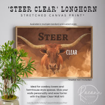 'Steer Clear' Longhorn Stretched Canvas Print