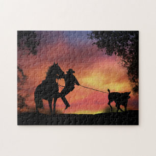 Steer Roping Country Western Cowboy Puzzle