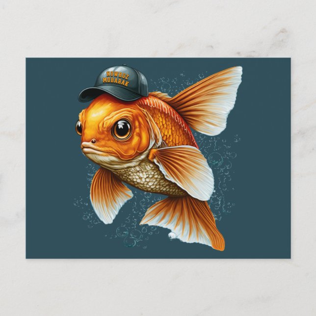 Steet Goldfish in Hat Nowruz Mobarak Postkarte (Vorderseite)