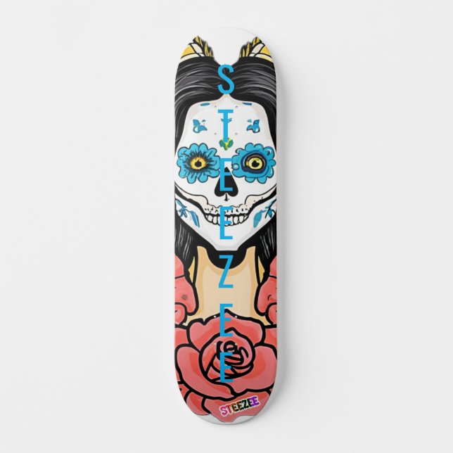 Steezee Custom Sugar Skull Face Paint Skateboard (Vorderseite)