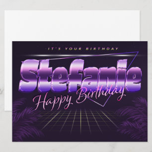 Stefanie Name Vorname lila retro Karte Geburtstag