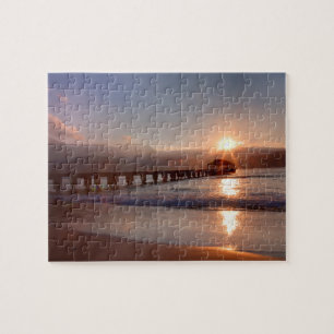 Steg am Strand bei Sonnenuntergang, Hawaii Puzzle
