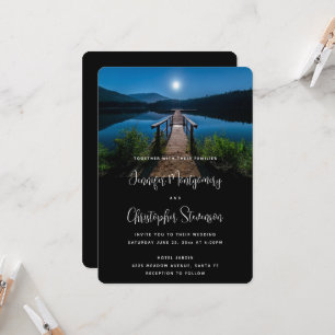 Steg bei Nacht unter einer Vollmondhochzeit Einladung