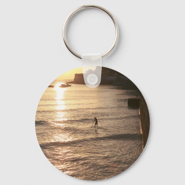 Steg Boarding Sonnenuntergang San Sebastian Schlüsselanhänger (Vorderseite)