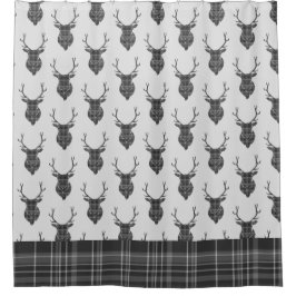 Steg Head and Grey Tartan Muster rustikal Duschvorhang