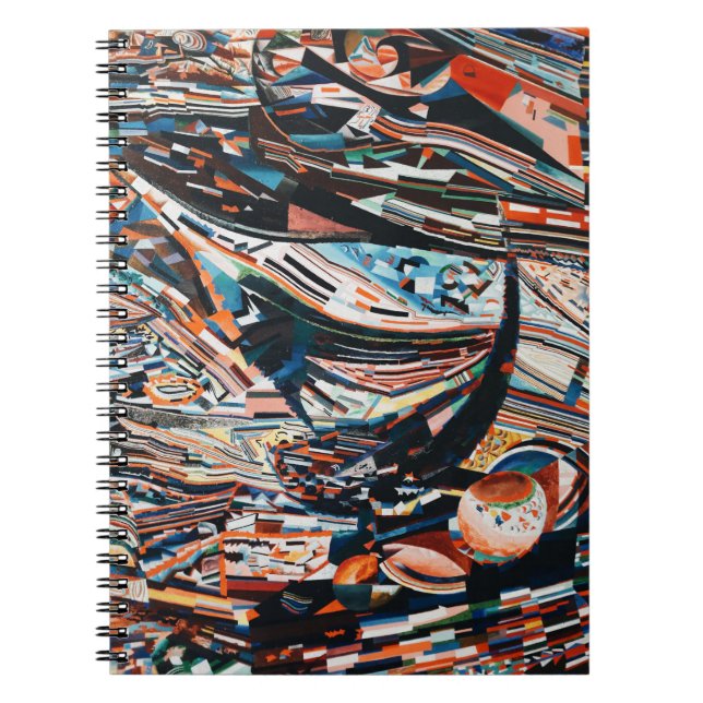 Steg mit braunem und blauem Holzschiff Notizblock (Vorderseite)