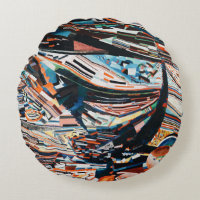 Steg mit braunem und blauem Holzschiff