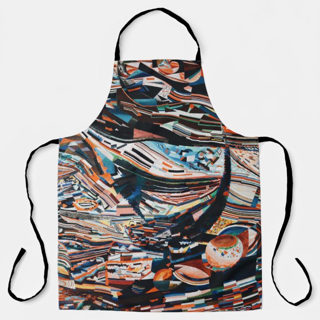 Steg mit braunem und blauem Holzschiff Schürze (Vorderseite)