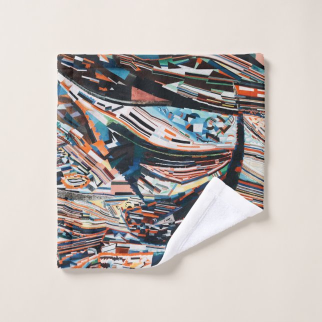 Steg mit braunem und blauem Holzschiff Waschlappen (Waschlappen)