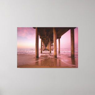 Steg von Huntington Beach bei Sonnenuntergang (Lei Leinwanddruck